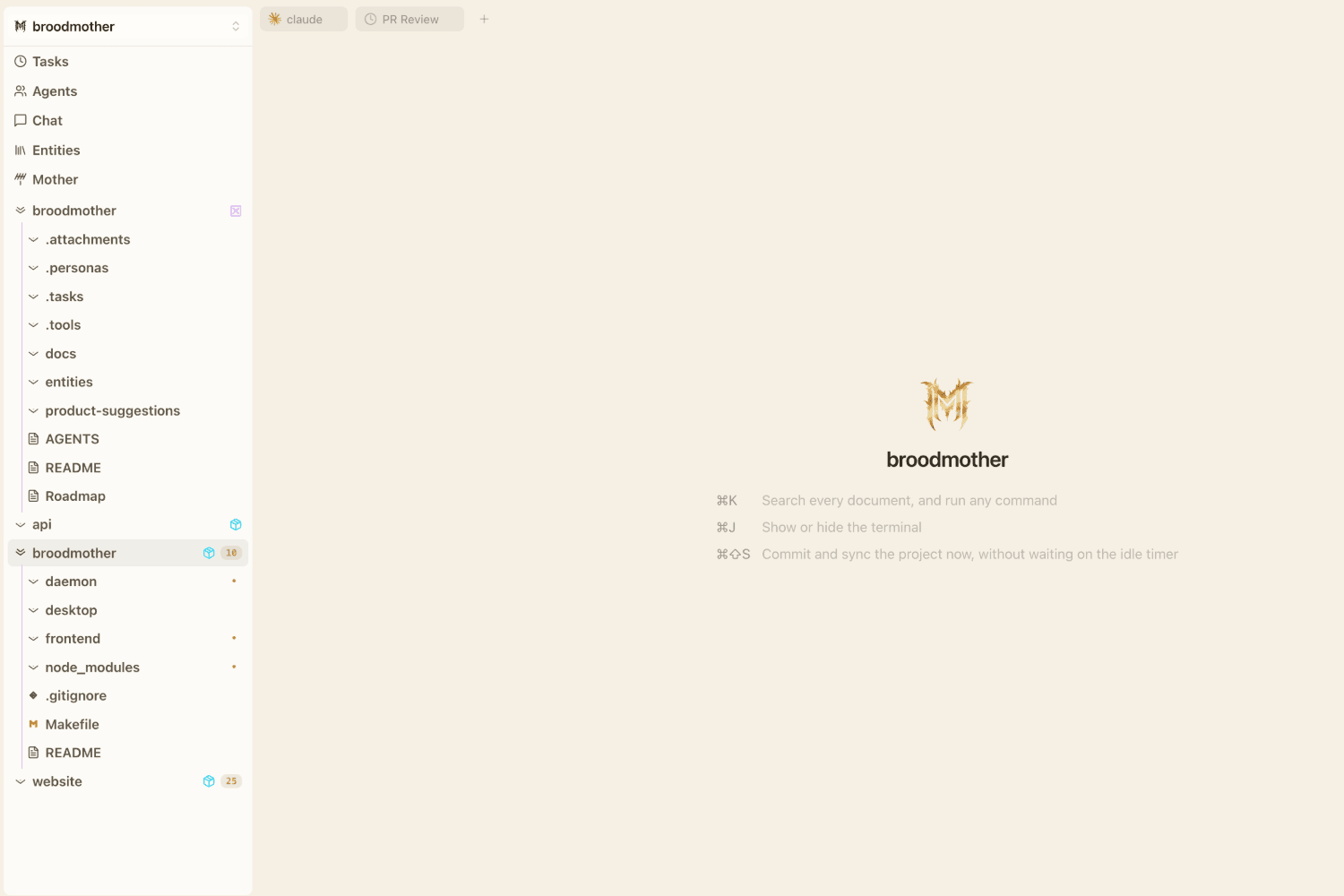 The project and its repositories in one sidebar